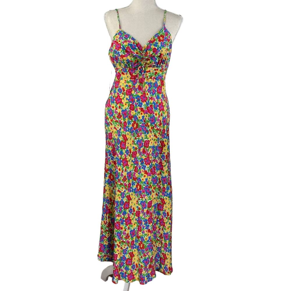 Anthropologie Faithfull the Brand Floral Pop Midi Dress Spaghetti Straps